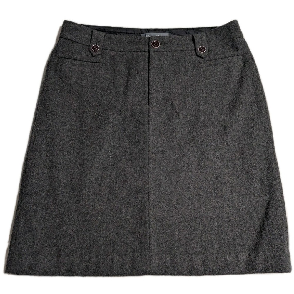 Eddie Bauer Wool Straight Skirt Dark Gray Career Knee Length Womens‎ T8 Lined